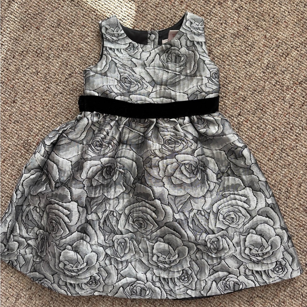 Catherine Malandrino Black and Gray Floral Kids Dress